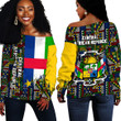 Africa Zone Clothing - Central African Republic Kente Pattern Off Shoulder Sweater A94