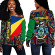 Africa Zone Clothing - Seychelles Kente Pattern Off Shoulder Sweater A94