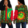 Africa Zone Clothing - Mauritania Kente Pattern Off Shoulder Sweater A94