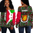 Africa Zone Clothing - Burundi Kente Pattern Off Shoulder Sweater A94