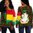 Africa Zone Clothing - Guinea Kente Pattern Off Shoulder Sweater A94