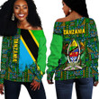 Africa Zone Clothing - Tanzania Kente Pattern Off Shoulder Sweater A94