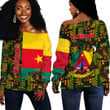 Africa Zone Clothing - Cameroon Kente Pattern Off Shoulder Sweater A94