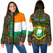 Africa Zone Clothing - Ivory Coast Women's Padded Jacket Kente Pattern A94