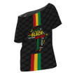Africazone Clothing - Black History Month Color Of Flag Off Shoulder T-Shirt A95 | Africazone