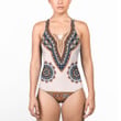 Africa Zone Clothing - Africa Dashiki Neck - Women Low Cut Swimsuit A95 | Africa Zone