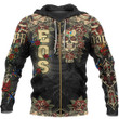 1sttheworld Clothing - Order of the Eastern Star Oldschool Tattoo Style - Skull and Roses - Zip Hoodie A7 | 1sttheworld