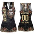 1sttheworld Clothing - Groove Phi Groove Oldschool Tattoo Style - Skull and Roses - Hollow Tank Top A7 | 1sttheworld