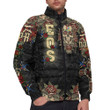 1sttheworld Clothing - Order of the Eastern Star Oldschool Tattoo Style - Skull and Roses - Padded Jacket A7 | 1sttheworld