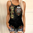 1sttheworld Clothing - Groove Phi Groove Oldschool Tattoo Style - Skull and Roses - Criss Cross Tanktop A7 | 1sttheworld