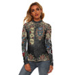 1sttheworld Clothing - Zeta Phi Beta Oldschool Tattoo Style - Skull and Roses - Women's Stretchable Turtleneck Top A7 | 1sttheworld