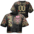 1sttheworld Clothing - Kappa Epsilon Psi Oldschool Tattoo Style - Skull and Roses - Croptop T-shirt A7 | 1sttheworld