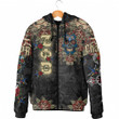 1sttheworld Clothing - Zeta Phi Beta Oldschool Tattoo Style - Skull and Roses - Hooded Padded Jacket A7 | 1sttheworld