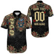 1sttheworld Clothing - Zeta Phi Beta Oldschool Tattoo Style - Skull and Roses - Short Sleeve Shirt A7 | 1sttheworld