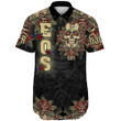 1sttheworld Clothing - Order of the Eastern Star Oldschool Tattoo Style - Skull and Roses - Short Sleeve Shirt A7 | 1sttheworld