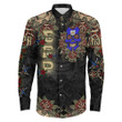 1sttheworld Clothing - Sigma Gamma Rho Oldschool Tattoo Style - Skull and Roses - Long Sleeve Button Shirt A7 | 1sttheworld