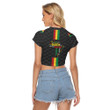 Africazone Clothing - Black History Month Color Of Flag Women's Raglan Cropped T-shirt A95 | Africazone