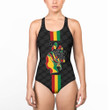 Africazone Clothing - Black History Month Color Of Flag Women Low Cut Swimsuit A95 | Africazone