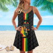 Africazone Clothing - Black History Month Color Of Flag Strap Summer Dress A95 | Africazone
