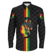 Africazone Clothing - Black History Month Color Of Flag Long Sleeve Button Shirt A95 | Africazone