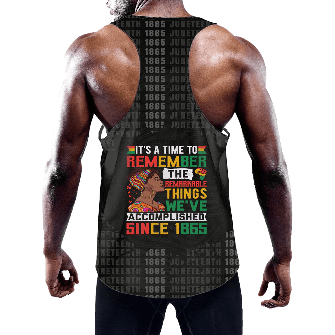 Africa Zone Clothing - It's A Time To Remember Men's Slim Y-Back Muscle Tank Top A31