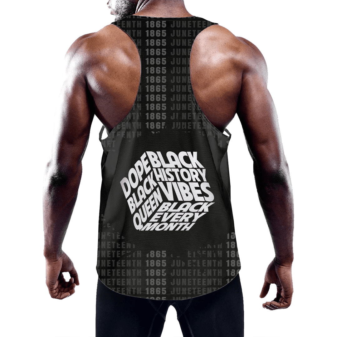 Africa Zone Clothing - Dope Black Queen Men's Slim Y-Back Muscle Tank Top A31