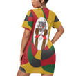 Africa Zone Clothing - Face Color Juneteenth Stacked Hem Dress With Short Sleeve A95