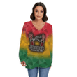 1sttheworld Clothing - Junteenth Hand V-neck Imitation Knitted Sweater With Long Sleeve A95
 | 1sttheworld