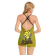 Africa Zone Clothing - Person Juneteenth Backless Romper With Black Straps A95