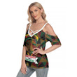 Africa Zone Clothing - Slogan Juneteenth Cold Shoulder T-shirt With Criss Cross Strips A95