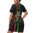 Africa Zone Clothing - Person Of Junteenth Stacked Hem Dress With Short Sleeve A95