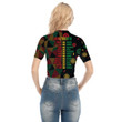 Africa Zone Clothing - Slogan Juneteenth Short Sleeve T-shirt With Two-way Zipper A95