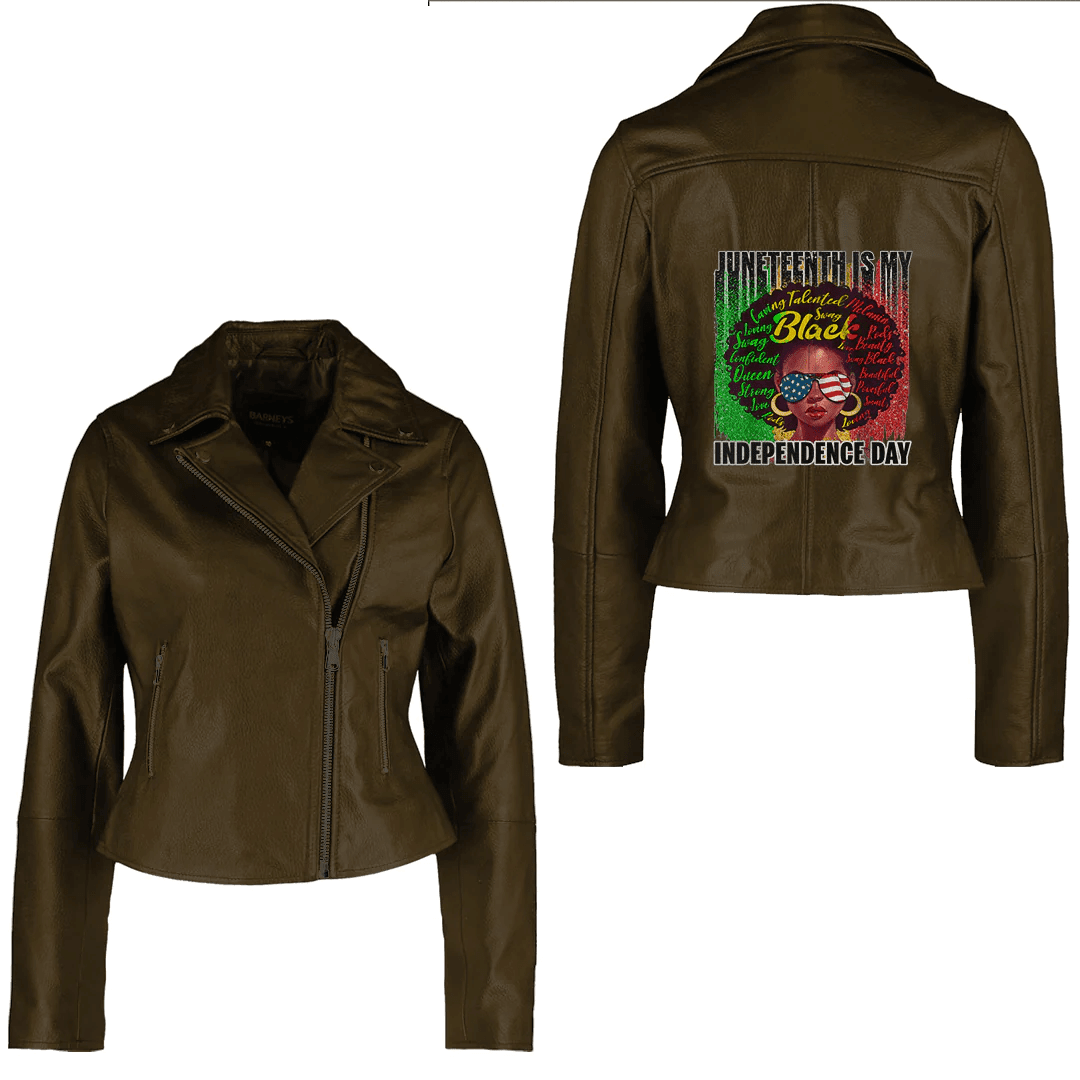 Africa Zone Clothing - Juneteenth is My Independence Day Not July 4th  Black Queen Women's Leather Jacket A35