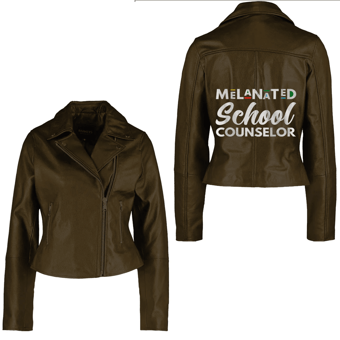 Africa Zone Clothing - Melanated School Counselor Black History Month BLM Melanin Women's Leather Jacket A35
