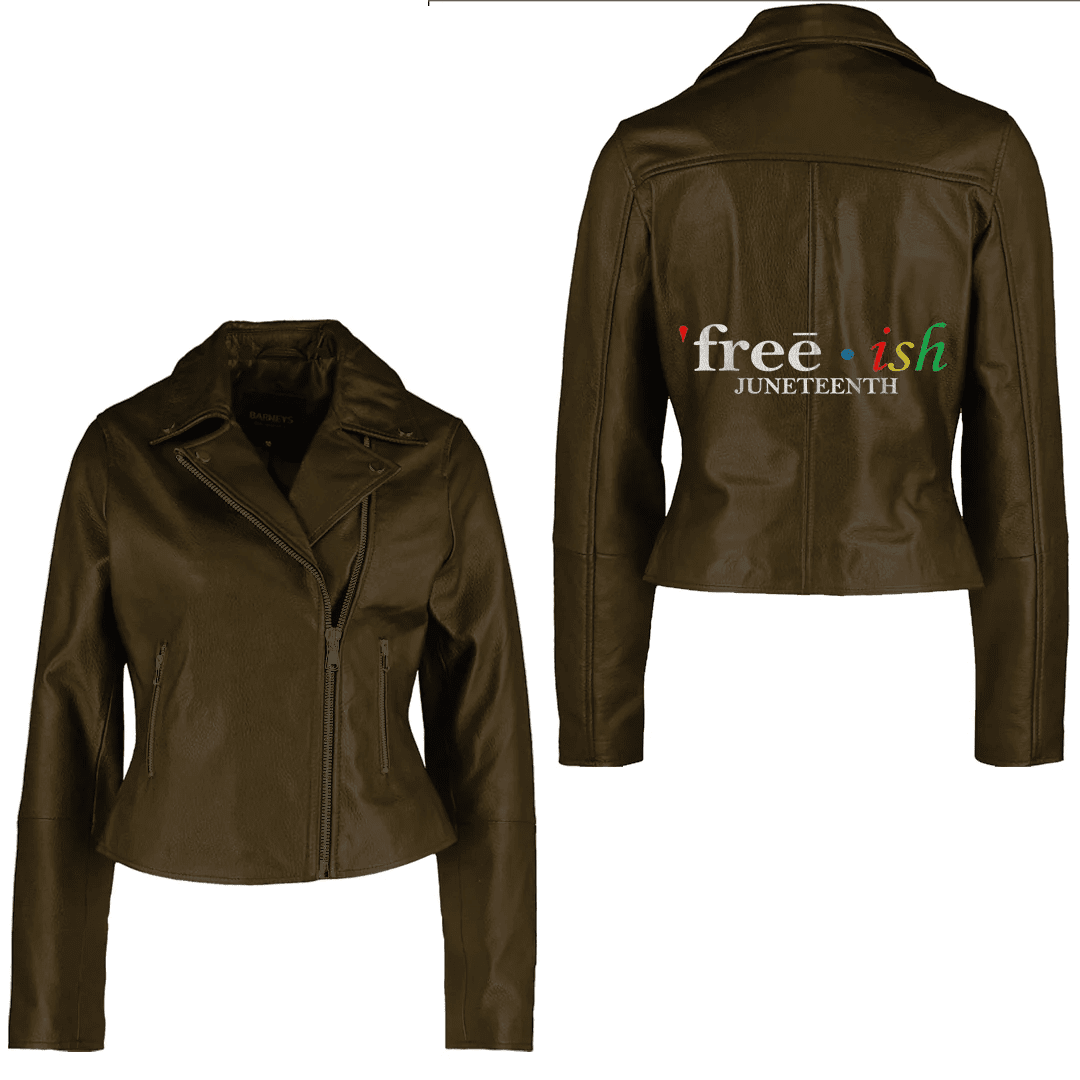 Africa Zone Clothing - JUNETEENTH Freeish Since 1865 Melanin Ancestor Black History Women's Leather Jacket A35