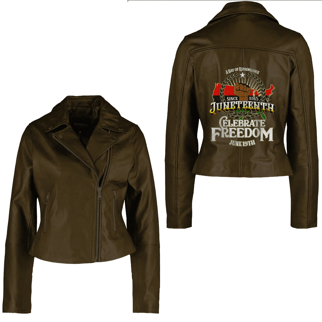 Africa Zone Clothing - Juneteenth Women's Leather Jacket A35