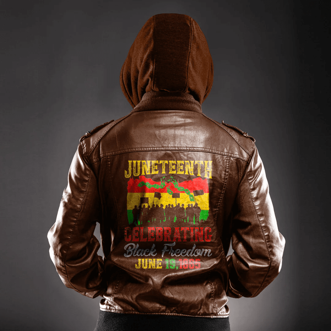 Africa Zone Clothing - Womens Celebrating Juneteenth June 19th 1865 Black Freedom African Leather Jacket A35