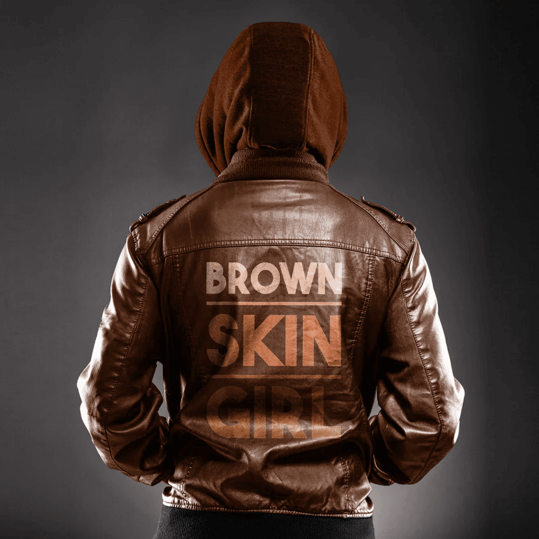 Africa Zone Clothing - Brown Skin Girl Melanin Queen Afro Juneteenth Women Gifts Leather Jacket A35