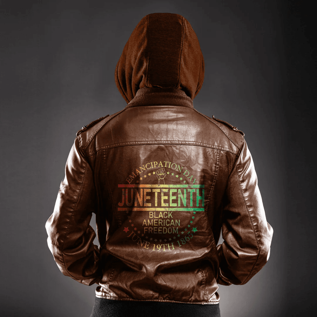 Africa Zone Clothing - Juneteenth Black African Juneteenth & Black History Tee Leather Jacket A35