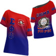 Africa Zone Clothing - Sigma Phi Psi Gradient Off Shoulder T-Shirt A31
