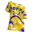 Africazone Clothing - Sigma Gamma Rho Full Camo Shark Off Shoulder T-Shirt A7