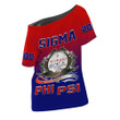 Africa Zone Clothing - Sigma Phi Psi Gradient Off Shoulder T-Shirt A31