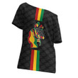 Africazone Clothing - Black History Month Color Of Flag Off Shoulder T-Shirt A95