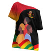 Africazone Clothing - Black History Month I'm Black Off Shoulder T-Shirt A95