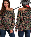 Women's Off Shoulder Sweatshirt - Majestic Paisley Best Gift For Women - Gifts She'll Love A7 | Africazone