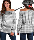 Women's Off Shoulder Sweatshirt - Houndstooth Pattern Style Best Gift For Women - Gifts She'll Love A7 | Africazone