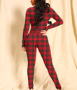Women's Long-Sleeved High-Neck Jumpsuit With Zipper - Tartan Red and Black Best Gift For Women - Gifts She'll Love A7