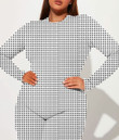 Women's Long-Sleeved High-Neck Jumpsuit With Zipper - Houndstooth Pattern Style Best Gift For Women - Gifts She'll Love A7