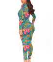 Women's Long-Sleeved High-Neck Jumpsuit With Zipper - Tropical Hawaiian Pattern With Snakes Best Gift For Women - Gifts She'll Love A7