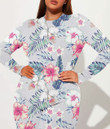 Women's Long-Sleeved High-Neck Jumpsuit With Zipper - Tropic Hibiscus Flowers Orchid Plumeria Best Gift For Women - Gifts She'll Love A7